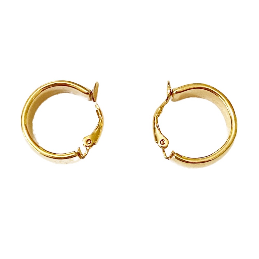 Vintage Clip-On Earrings Gold Tone Shiny Comfortable Adjustable Clasp 80…